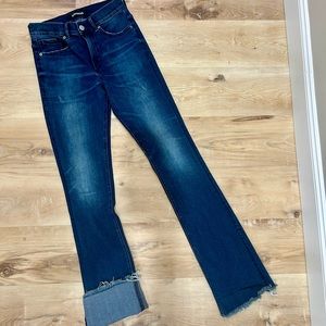 Dark wash express boot cut jeans